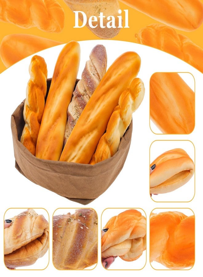 Meiwlong 5 Pieces Fake Bread Set,Realistic Artificial Bread Fake Baguette Bread Loaf Loaves of Bread for Food Props Display Home Kitchen Bakery Restaurant Decoration - Image 3